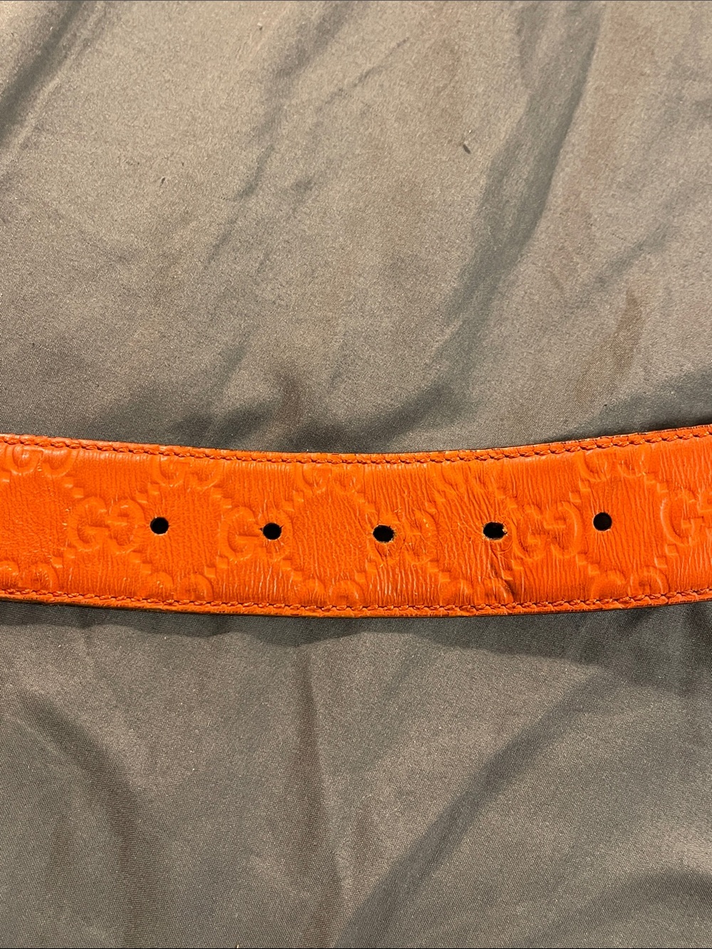 Gucci Orange Leather Men's Double G Belt with Silver Buckle - Picture 4 of 4